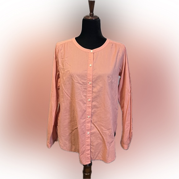 LOFT Tops - LOFT by Ann Taylor Peachy Pink Mandarin Collar Button Down Top size S